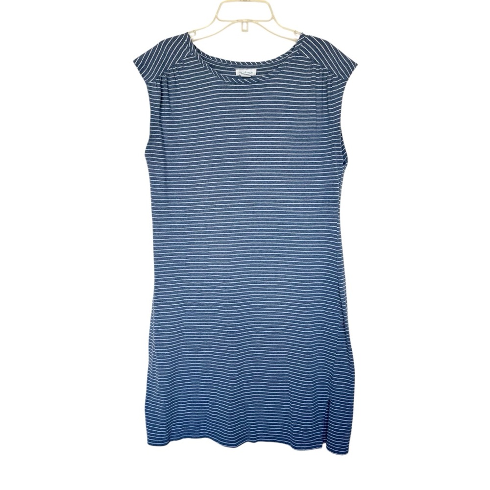 Sundance Blue and White Striped Sleeveless Knit Dress